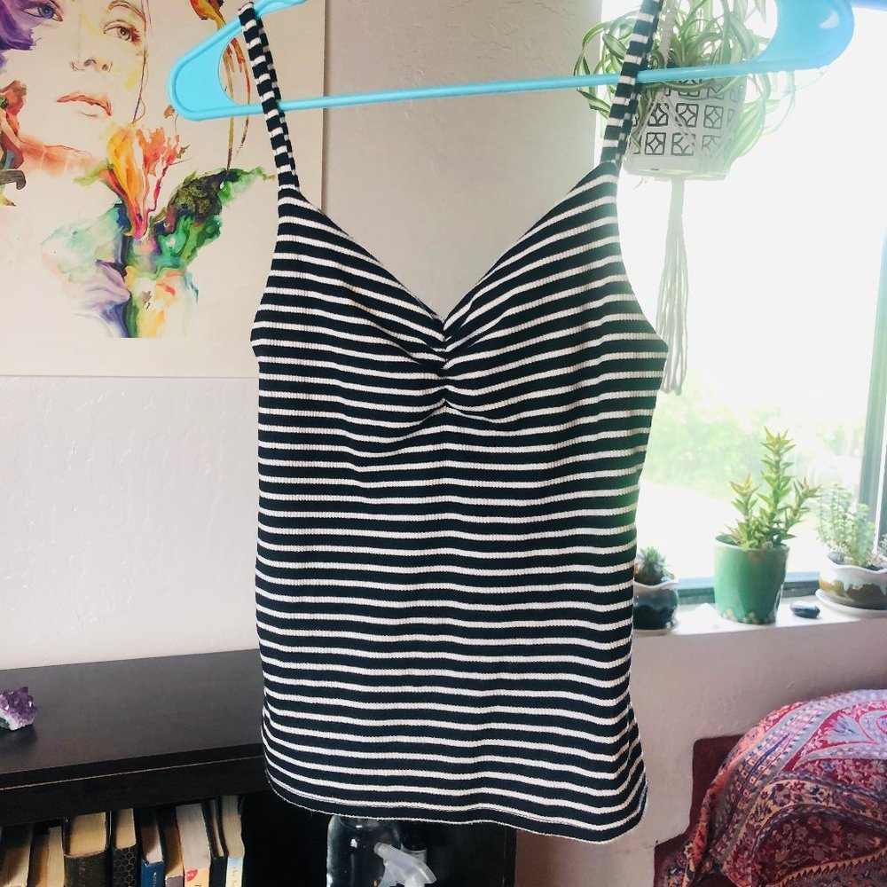 Black & White Striped H.I.P. Ribbed Cami (XS)